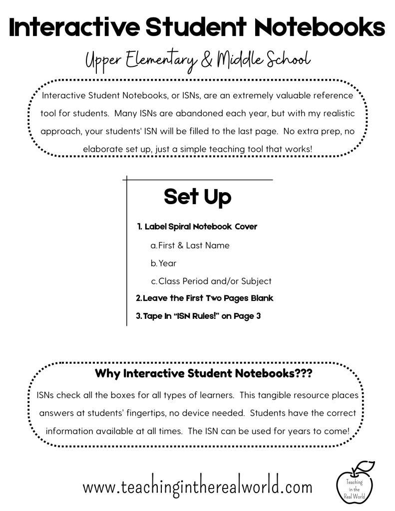 interactive student notebooks, student notes teaching tools upper elementary and middle school