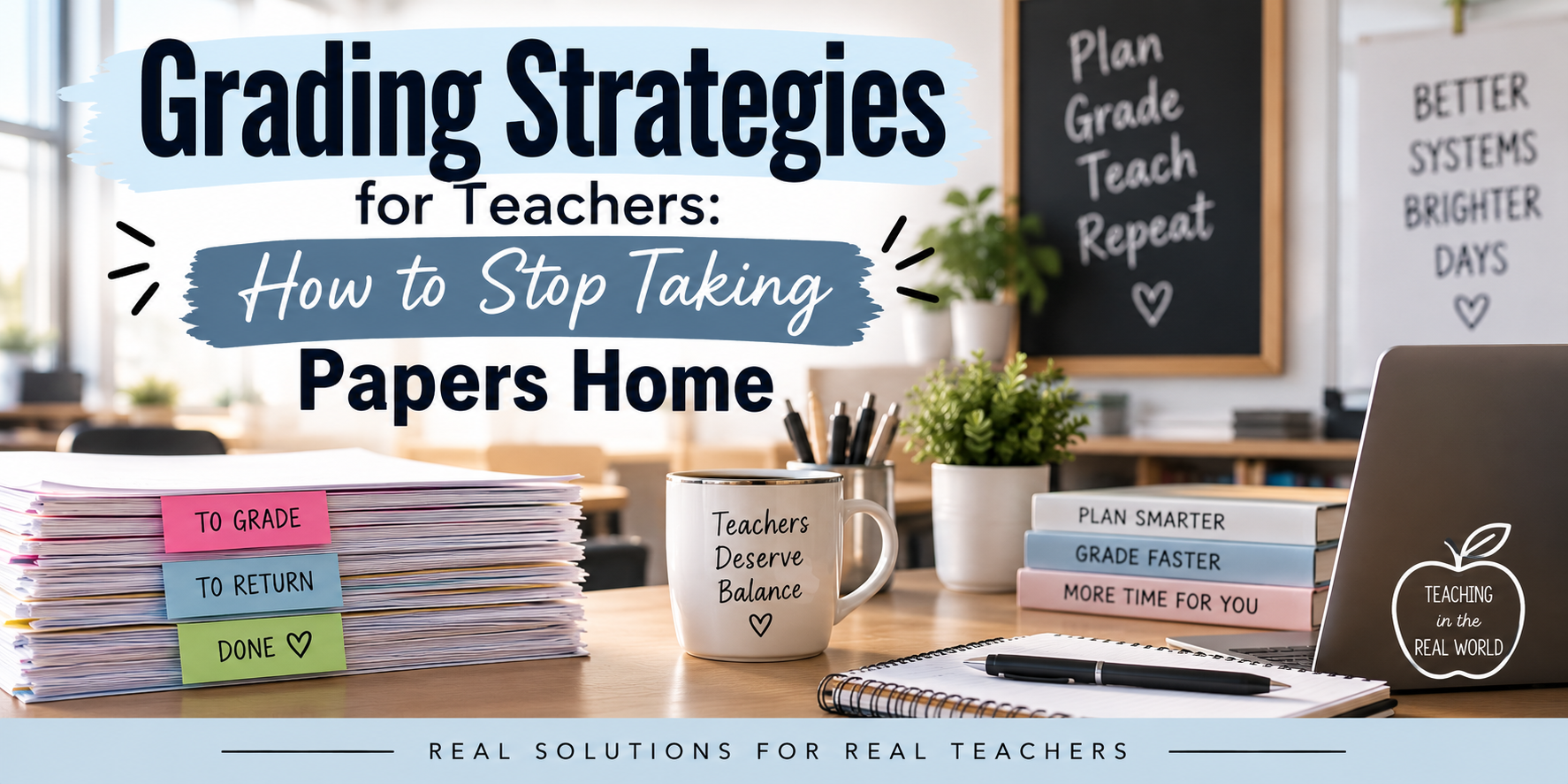 Grading strategies for teachers to grade papers faster, stay organized, and stop taking student work home.